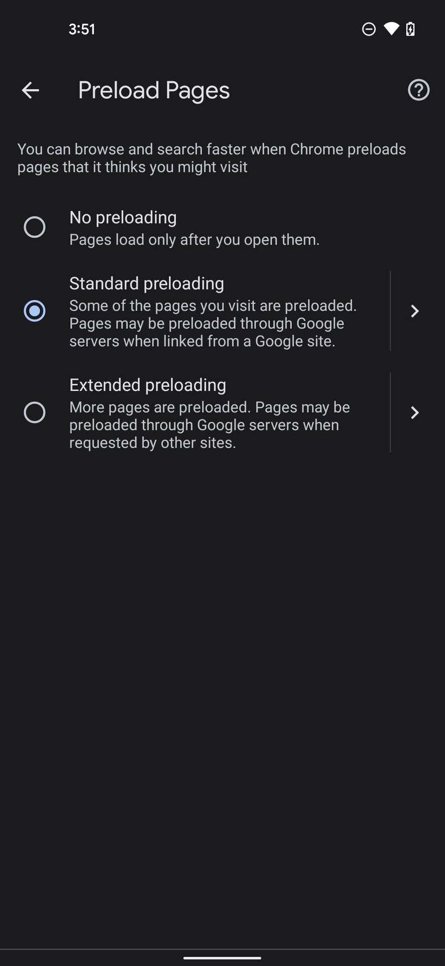 Preload pages Chrome for Android 4