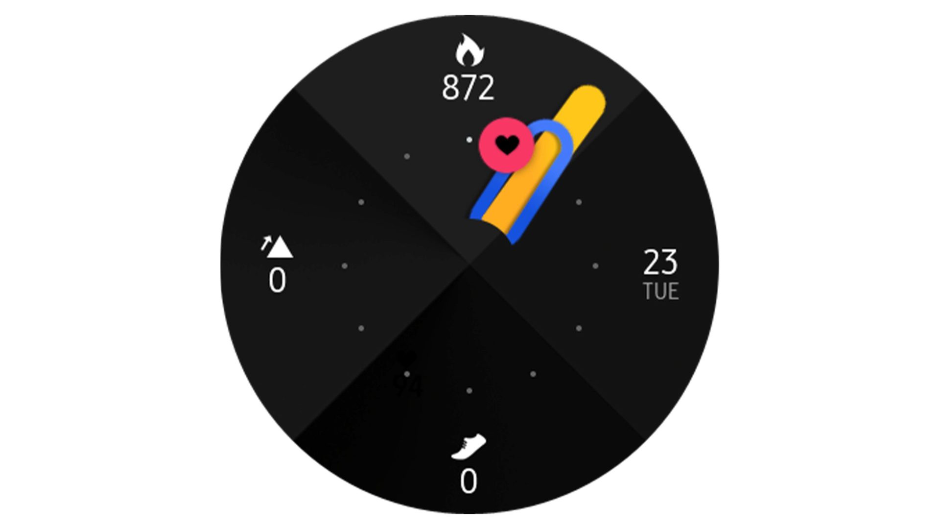 A screenshot of the fitness-focused Tizen watch face Fresh.