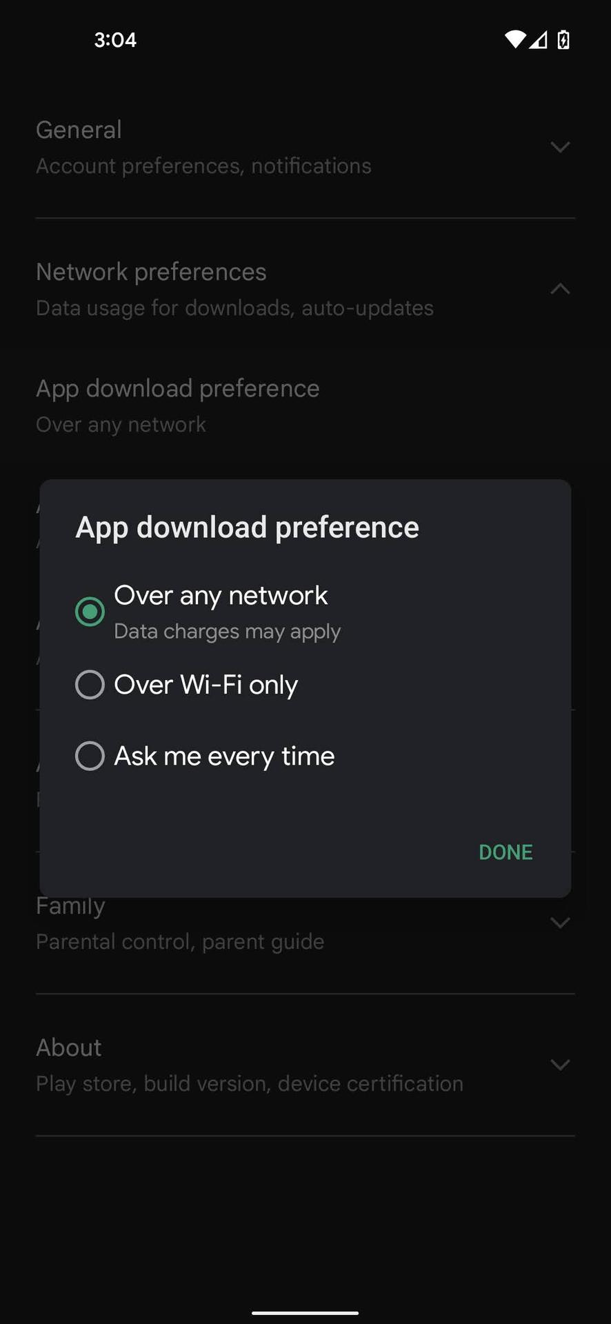 Set app download preference on Play Store 4