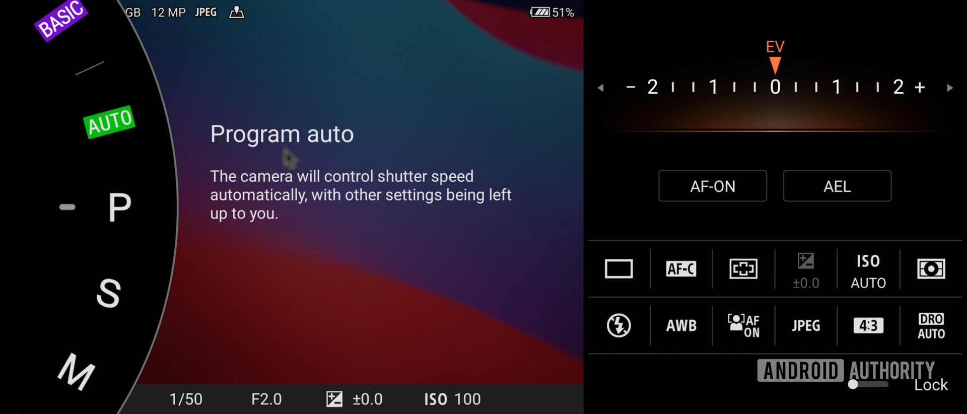 Sony Xperia Pro I Program Auto camera mode