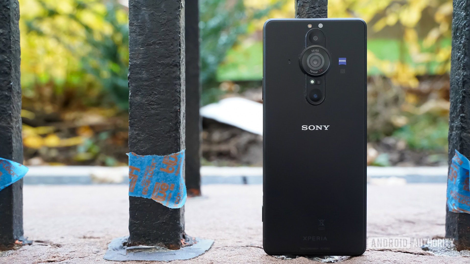 Sony Xperia Pro I rear against iron fence