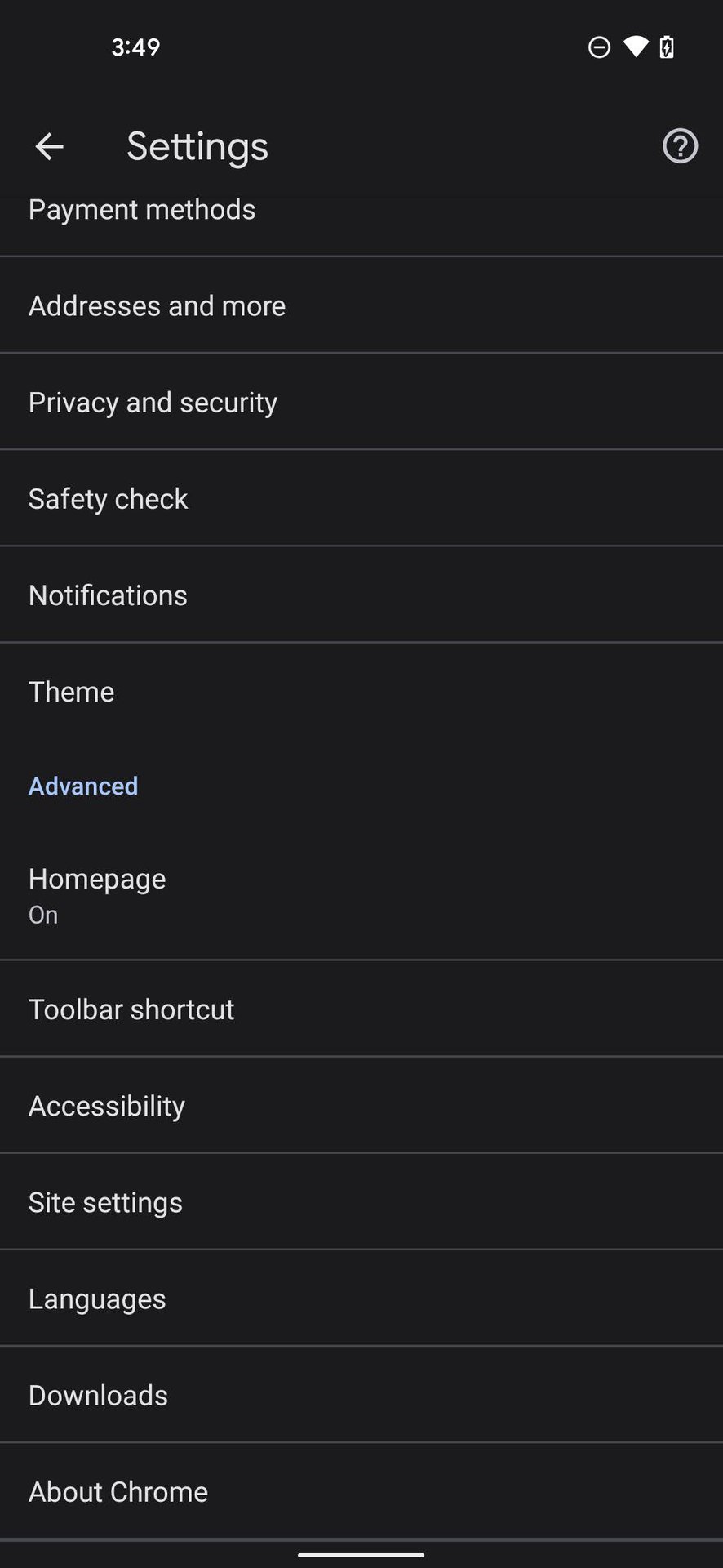 Turn on Dark mode on Chrome for Android 2
