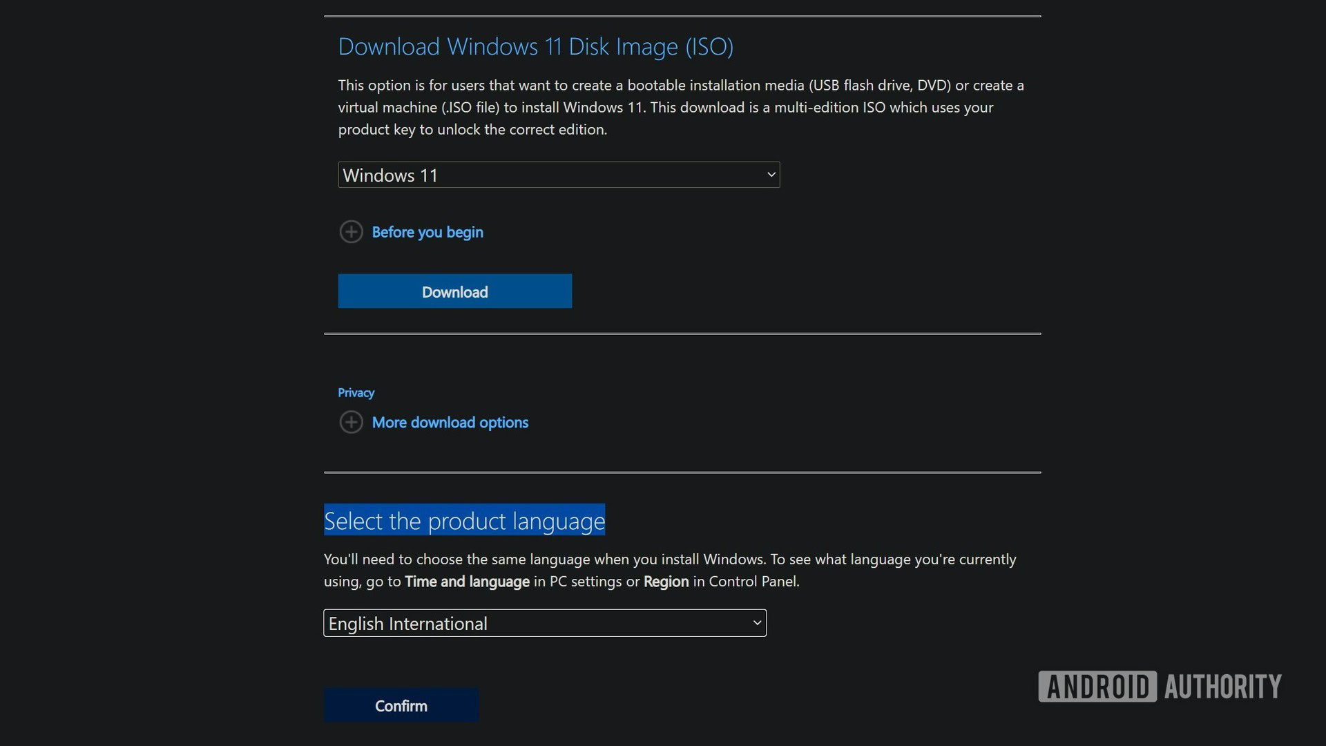 Windows 11 ISO download website