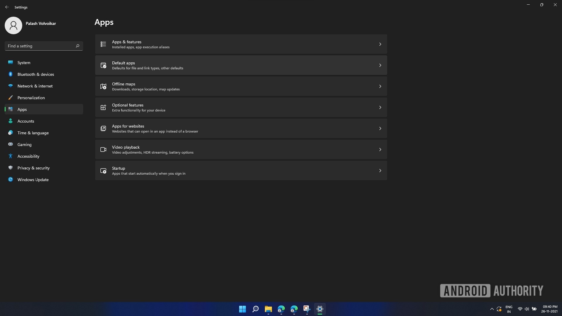 Windows 11 apps settings