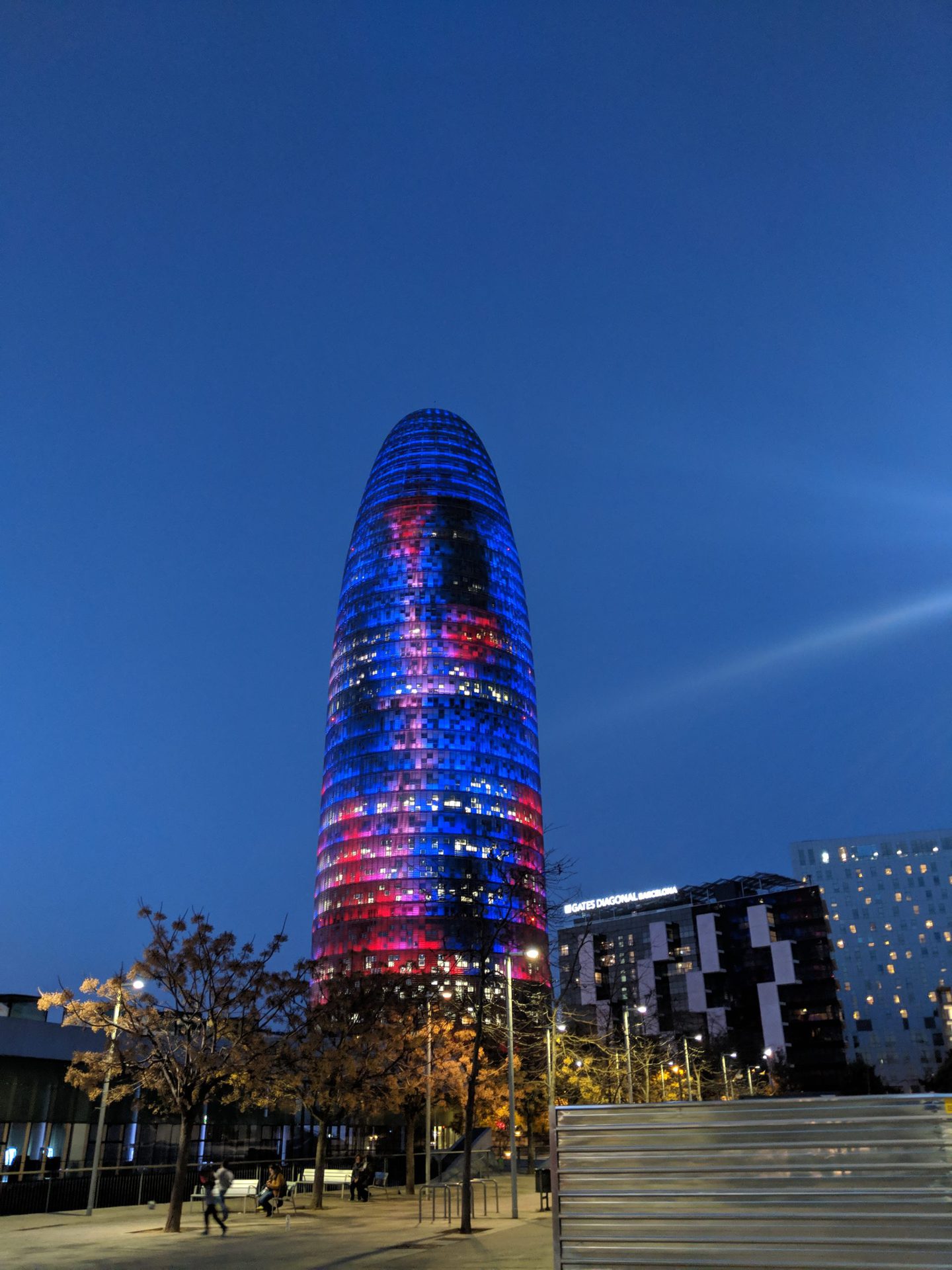 Barcelona Torre Glories at night