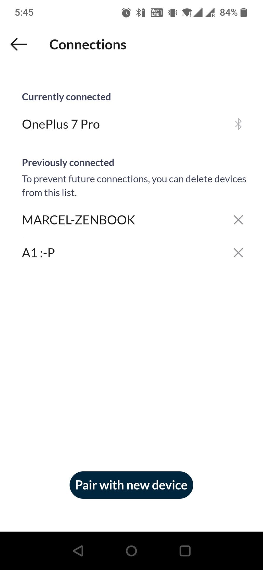 Poly app showing active Bluetooth connections