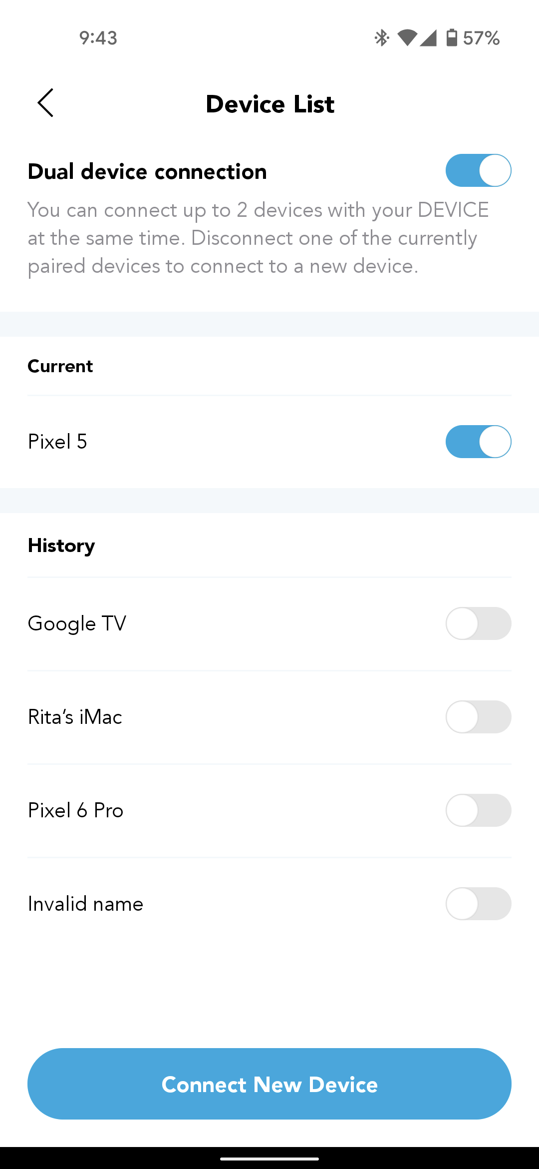 Anker SoundCore app showing active Bluetooth connections and pairing