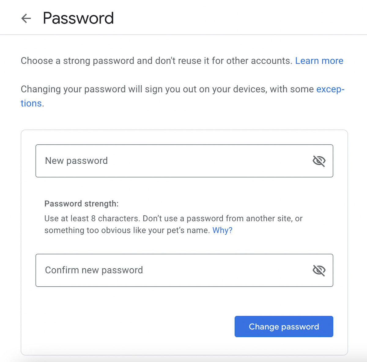 change google password