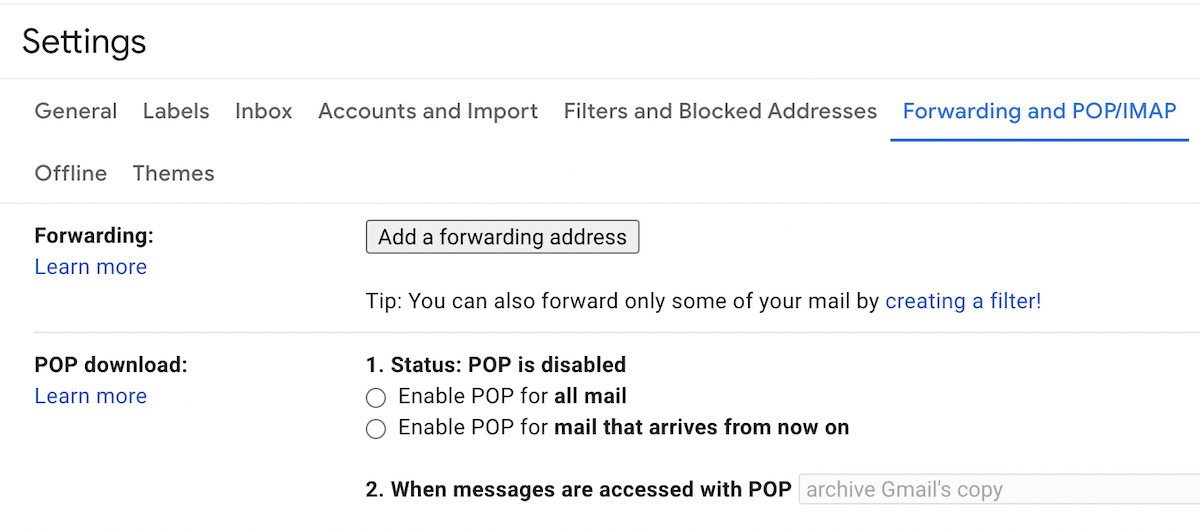 Gmail email forwarding