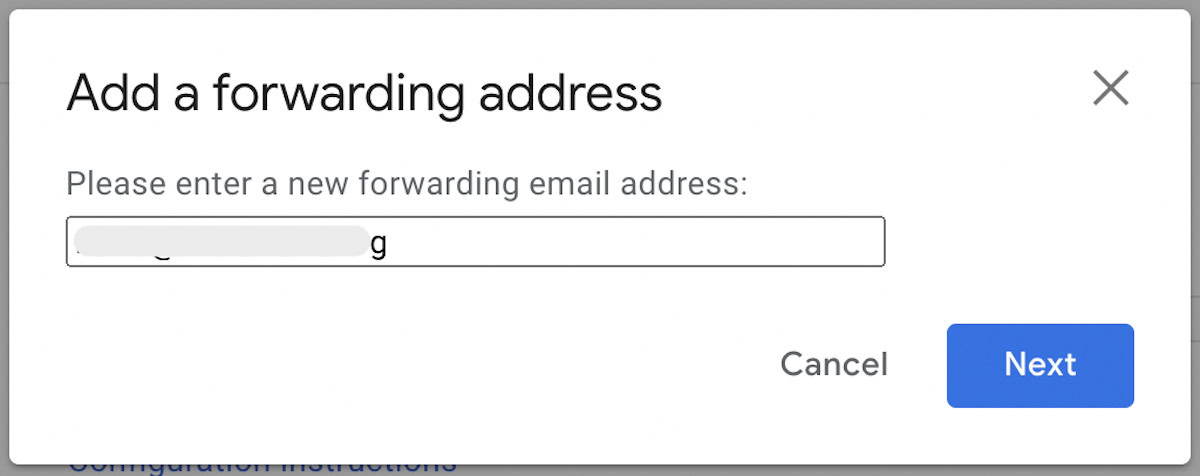 gmail add a forwarding address