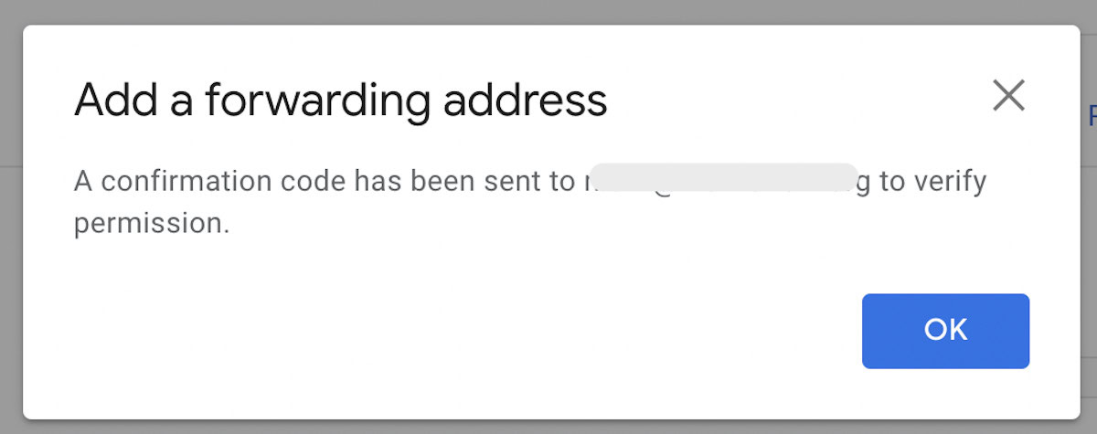 gmail forwarding email confirm