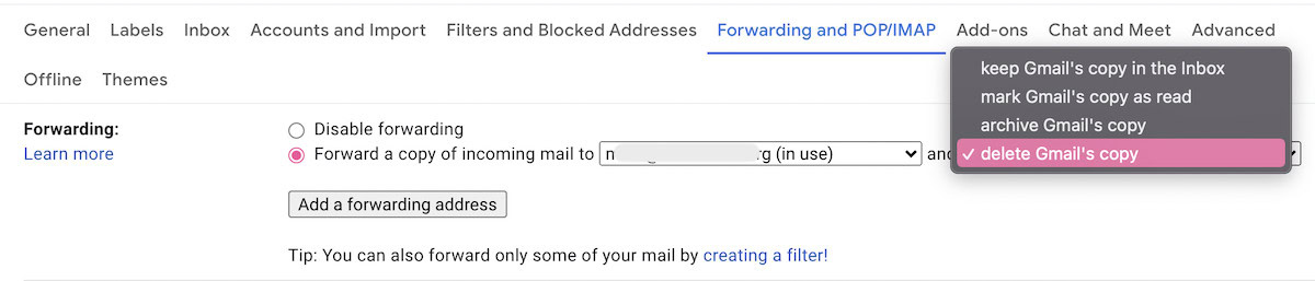 gmail forwarding enable