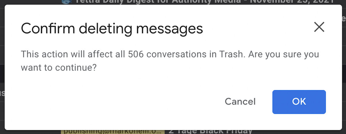 gmail trash confirm