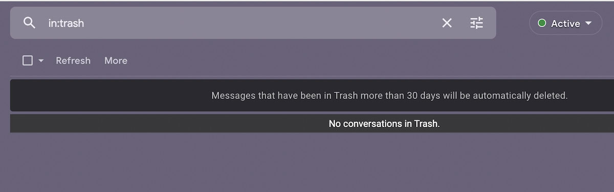 gmail trash empty