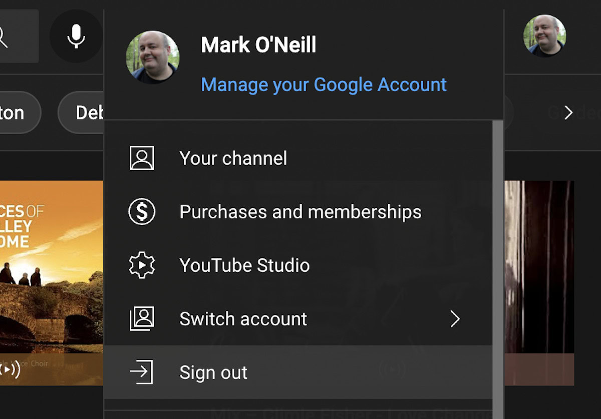 youtube account changer