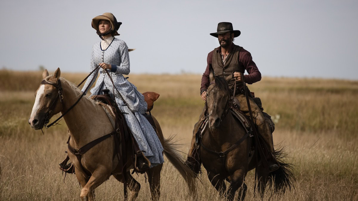 Isabel May as Elsa and Tim McGraw as James in 1883