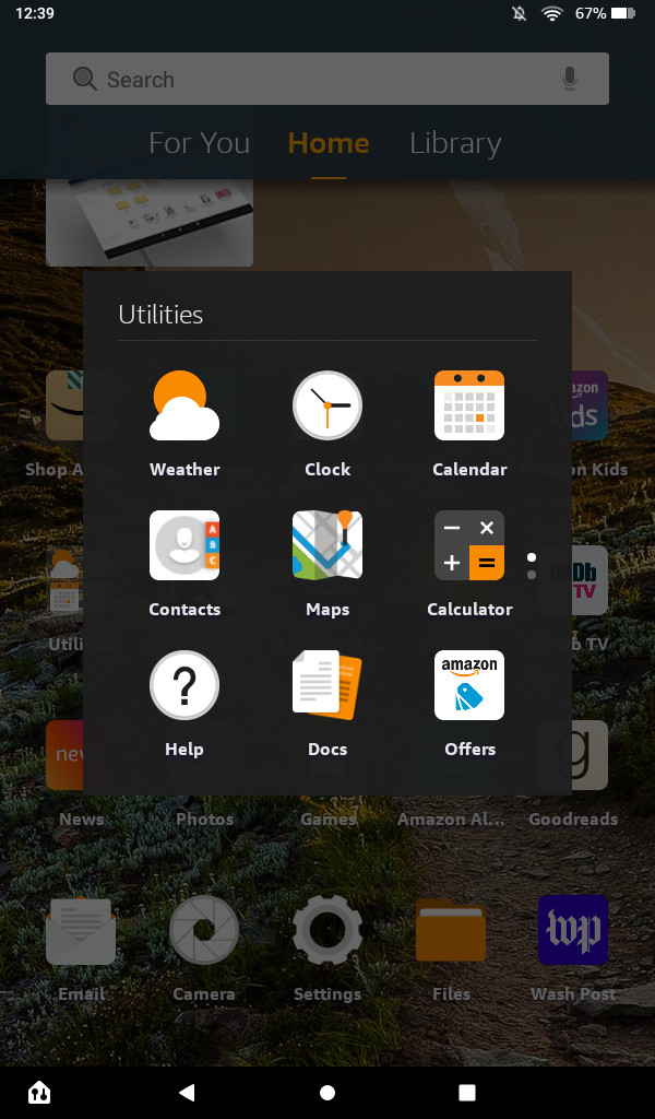 Amazon Fire OS screenshots showing Utilities