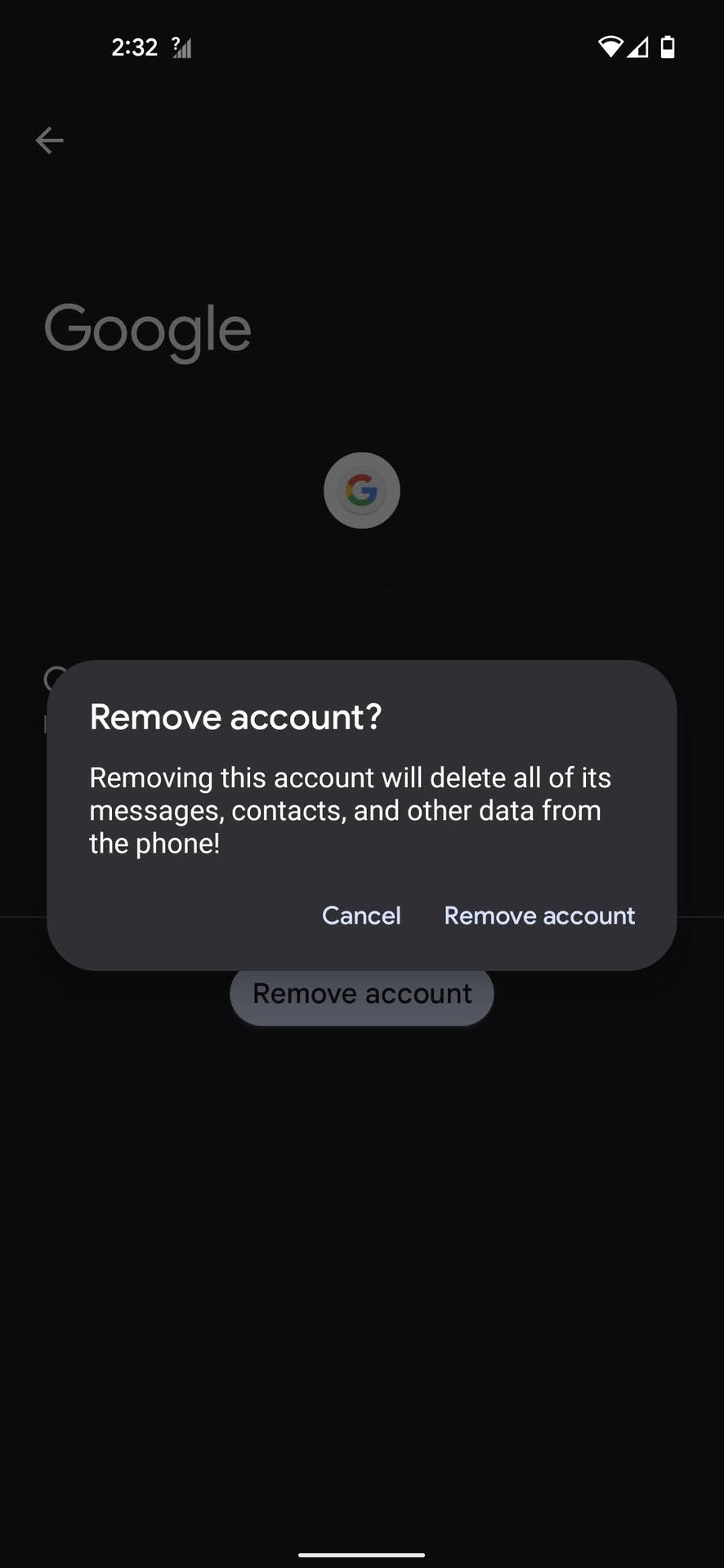 How to remove a Google account on Android 4