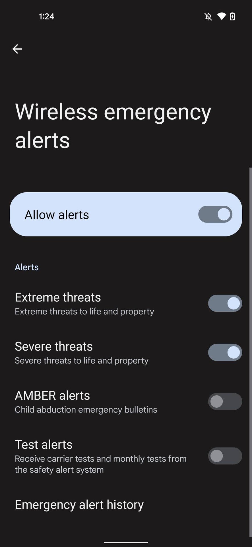 How to turn off amber alerts on Pixel 3