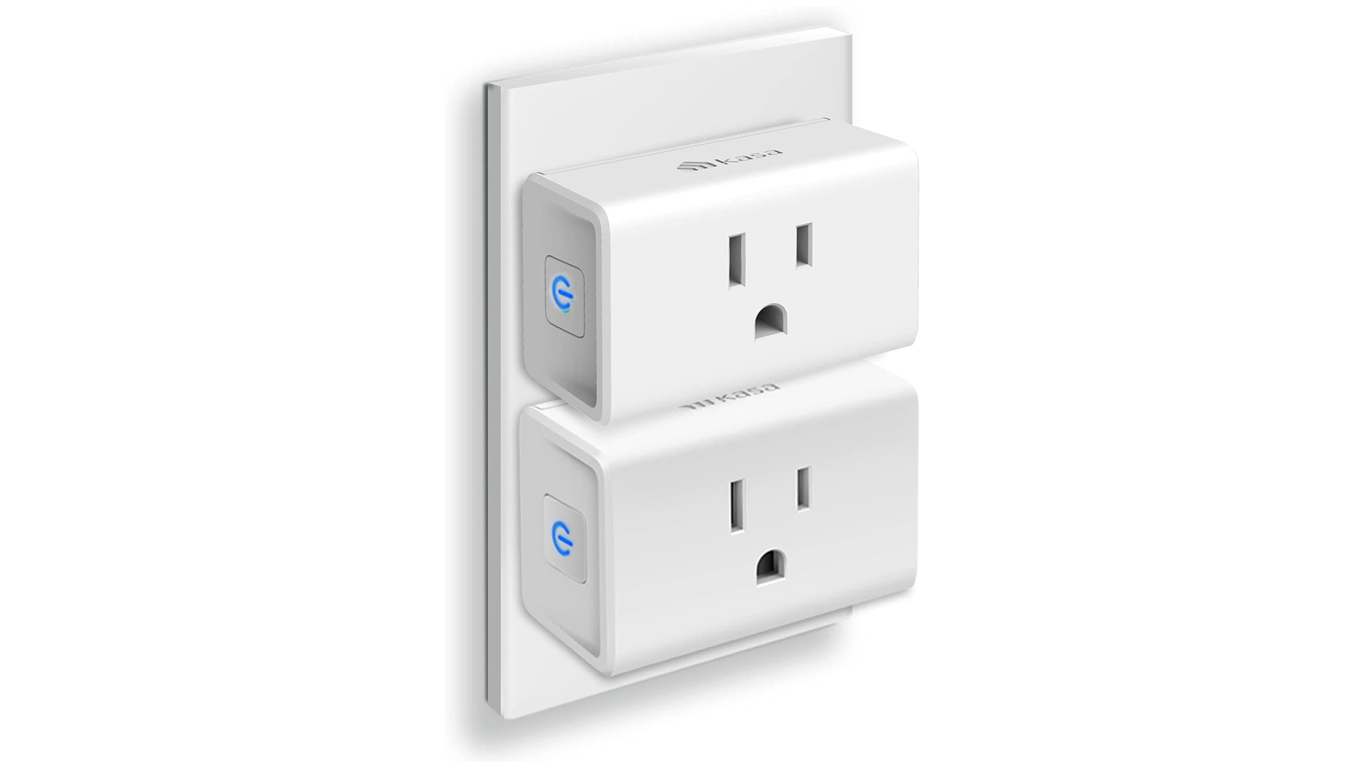 Two Kasa Smart Plug Ultra Minis in a wall outlet