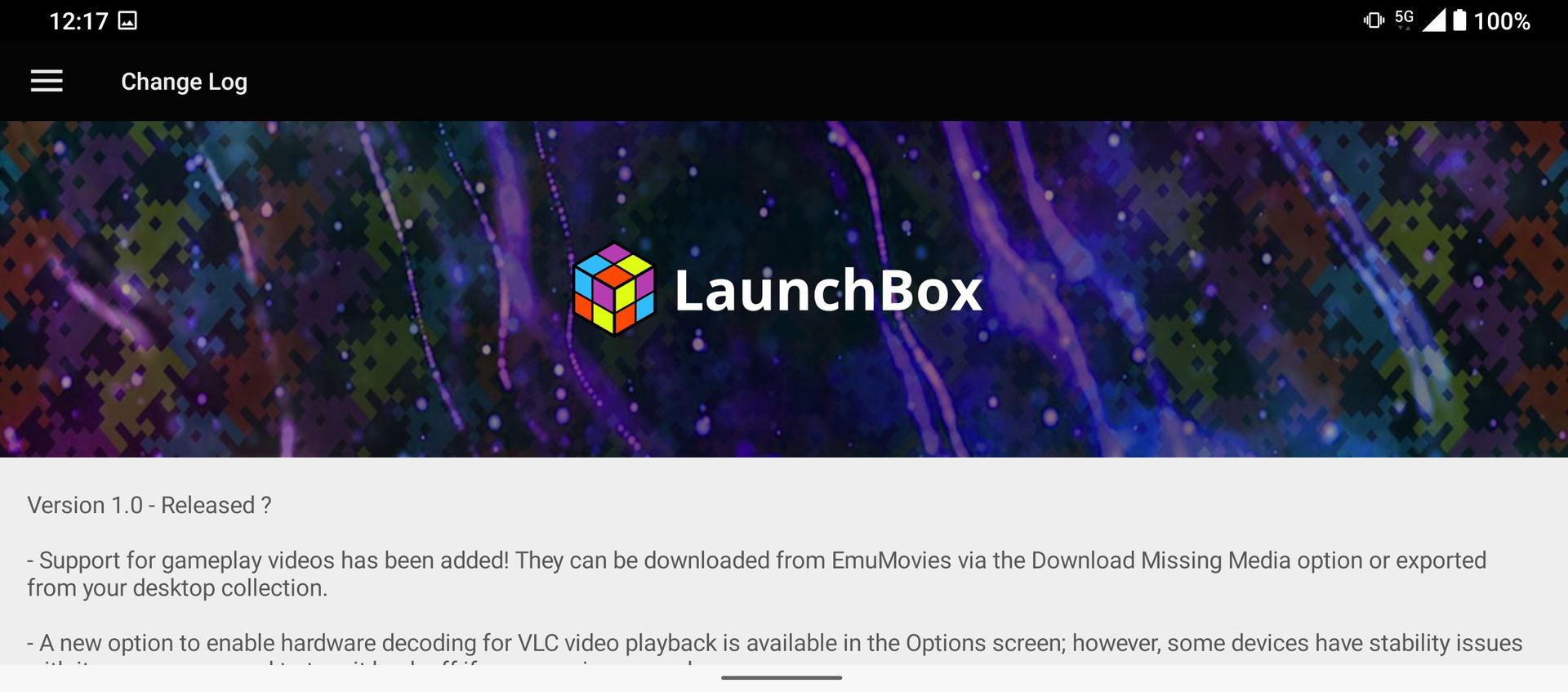 Launchbox for Android Screenshot Changelog
