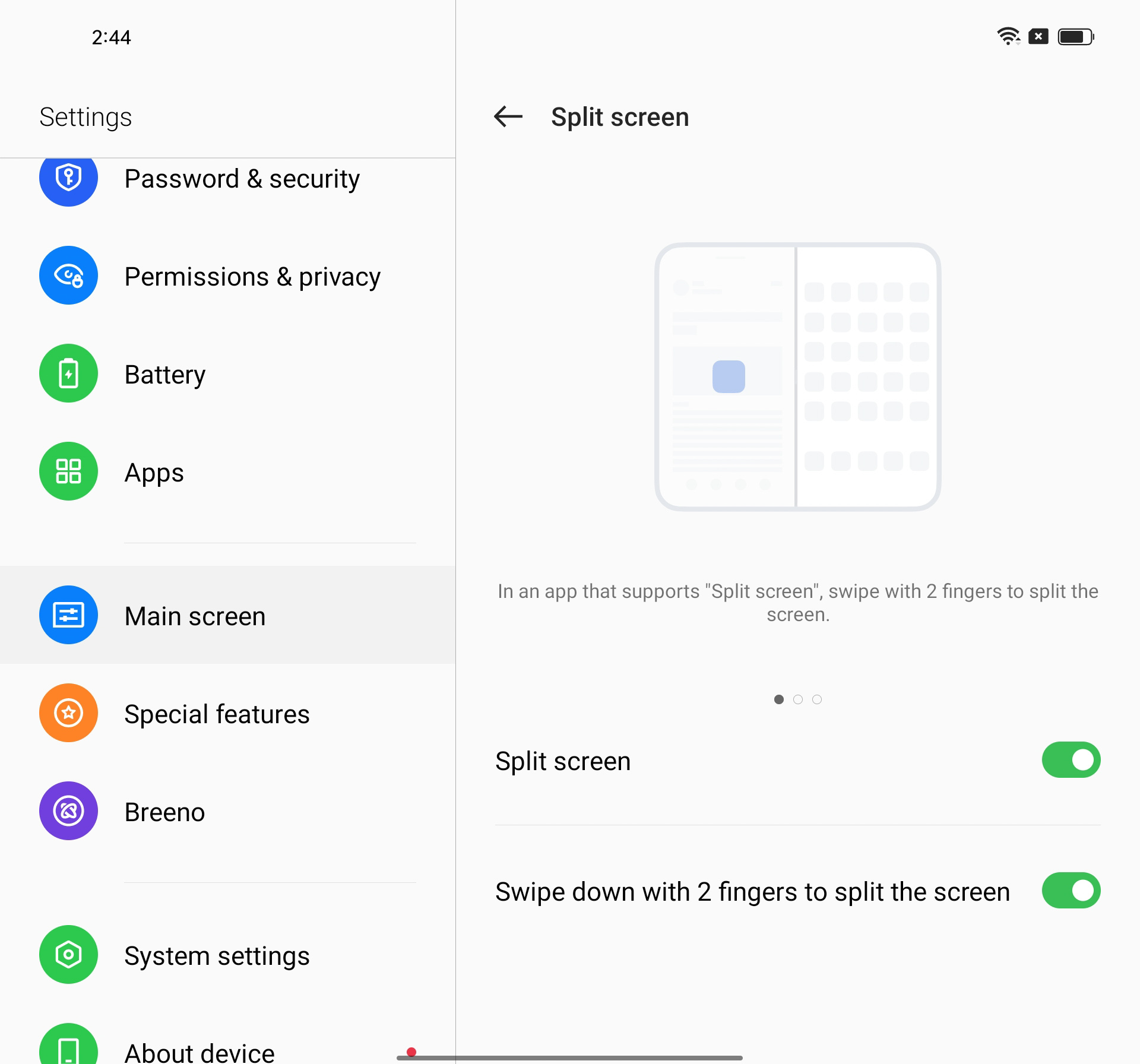 Oppo Find N Split screen settings