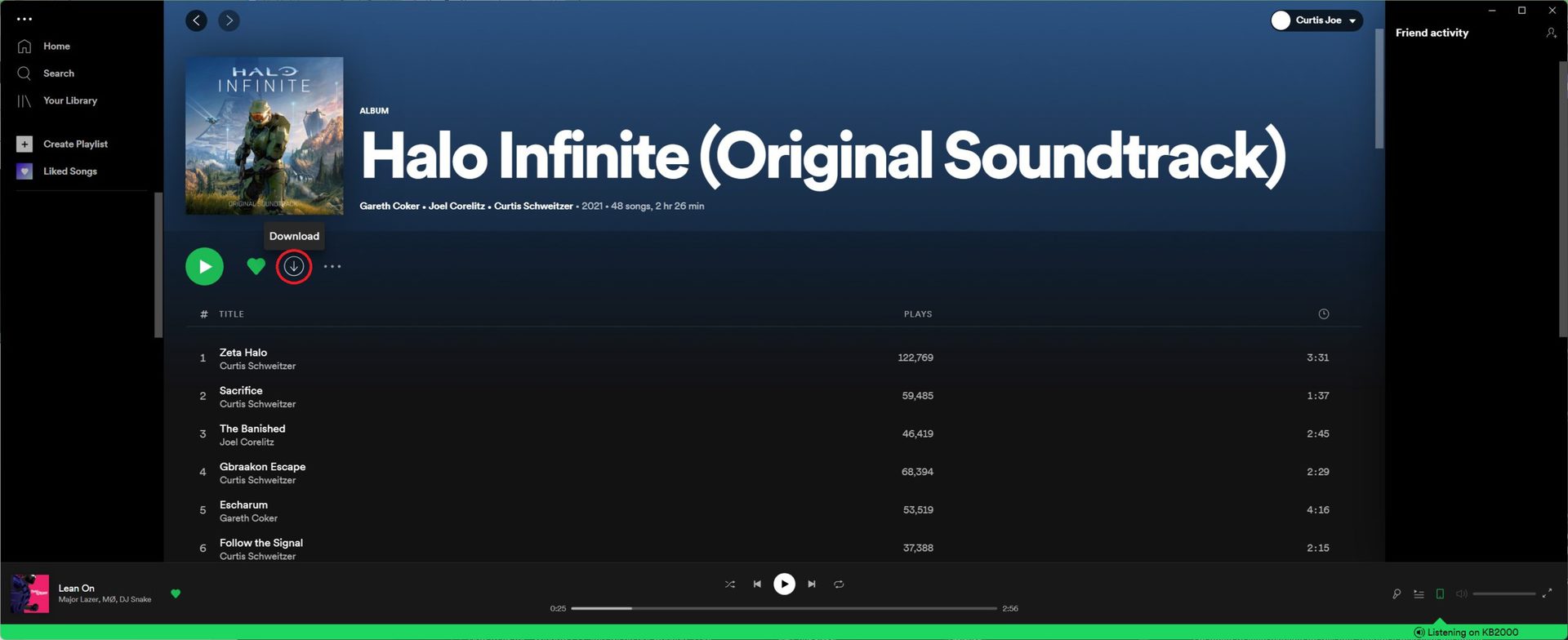The Halo album on desktop