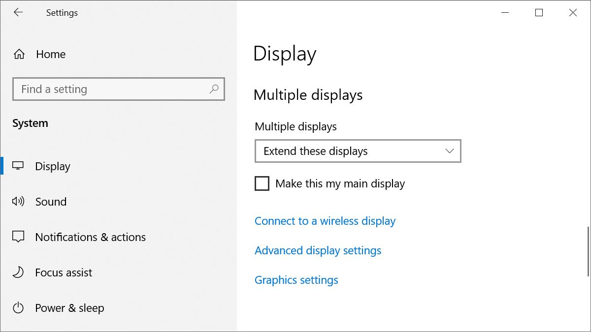 Windows 10 Multiple Displays Settings