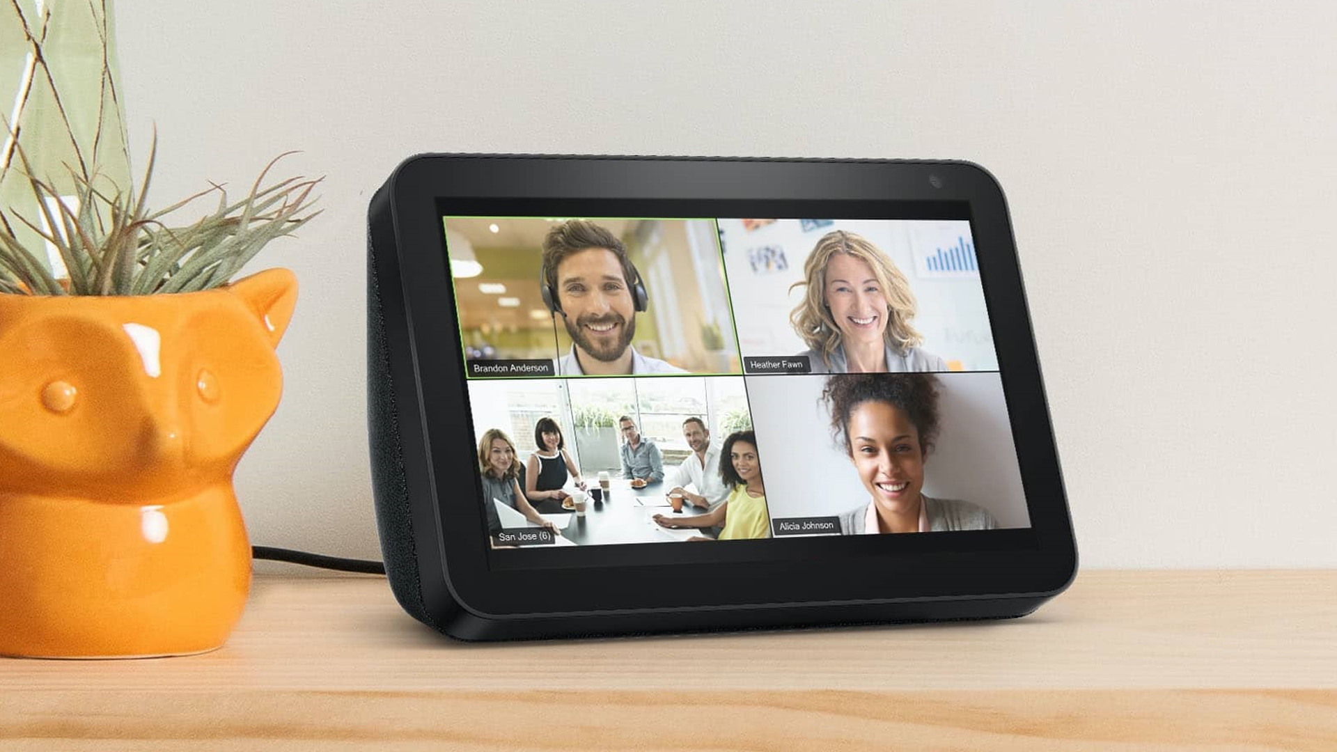 A Zoom meeting on an Echo Show 8