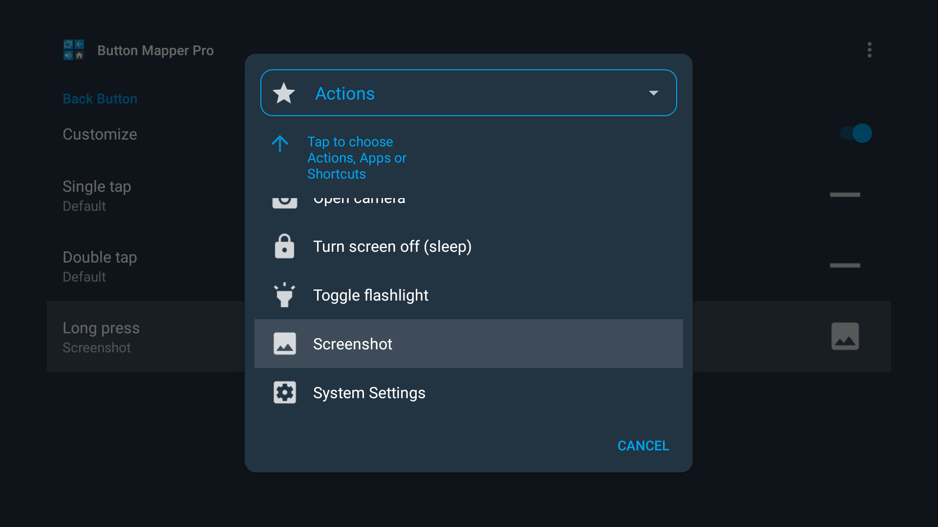 Button Mapper on Android TV screenshot options general actions