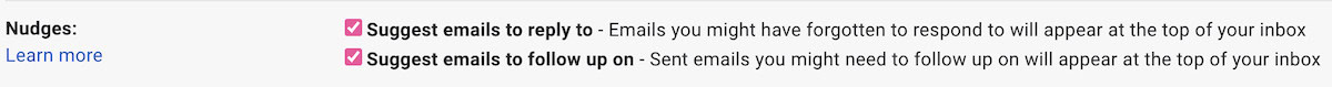 enable gmail nudges