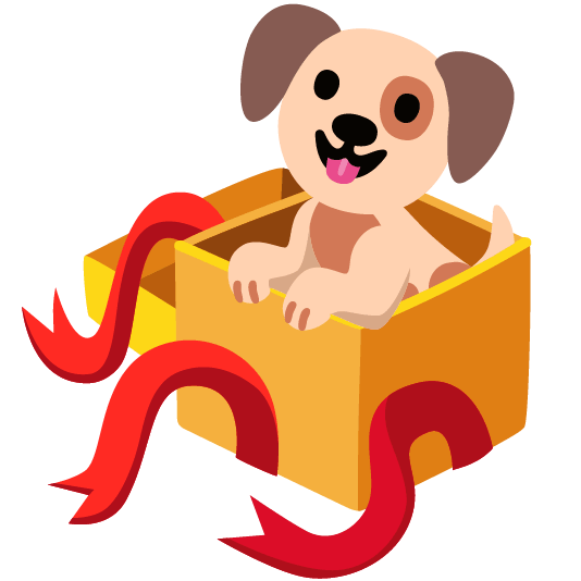 gboard emoji kitchen combo dog + gift box