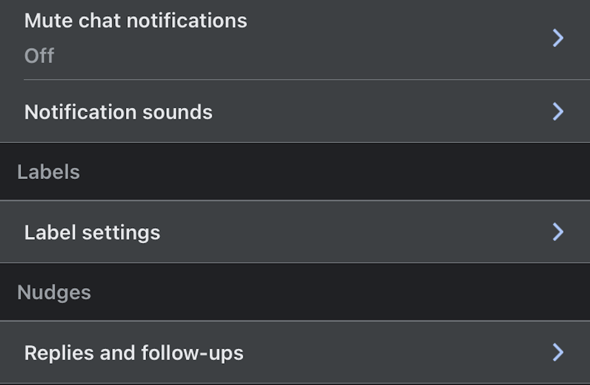 gmail mobile label settings