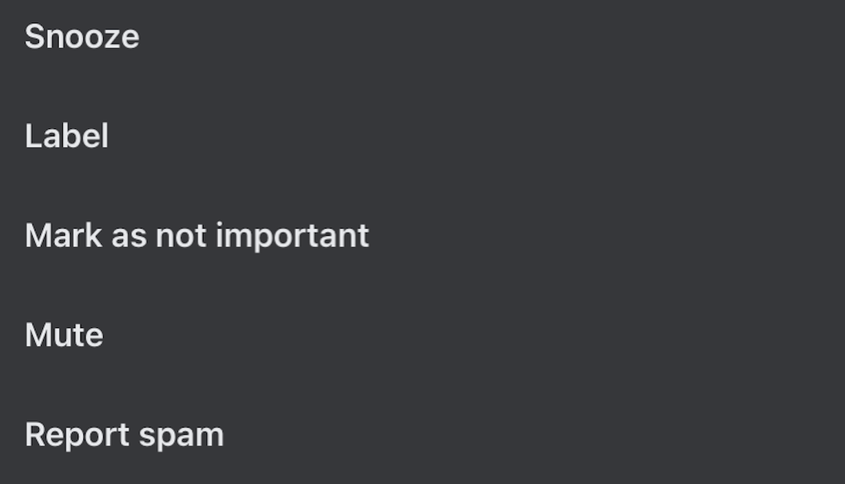 gmail mobile snooze menu