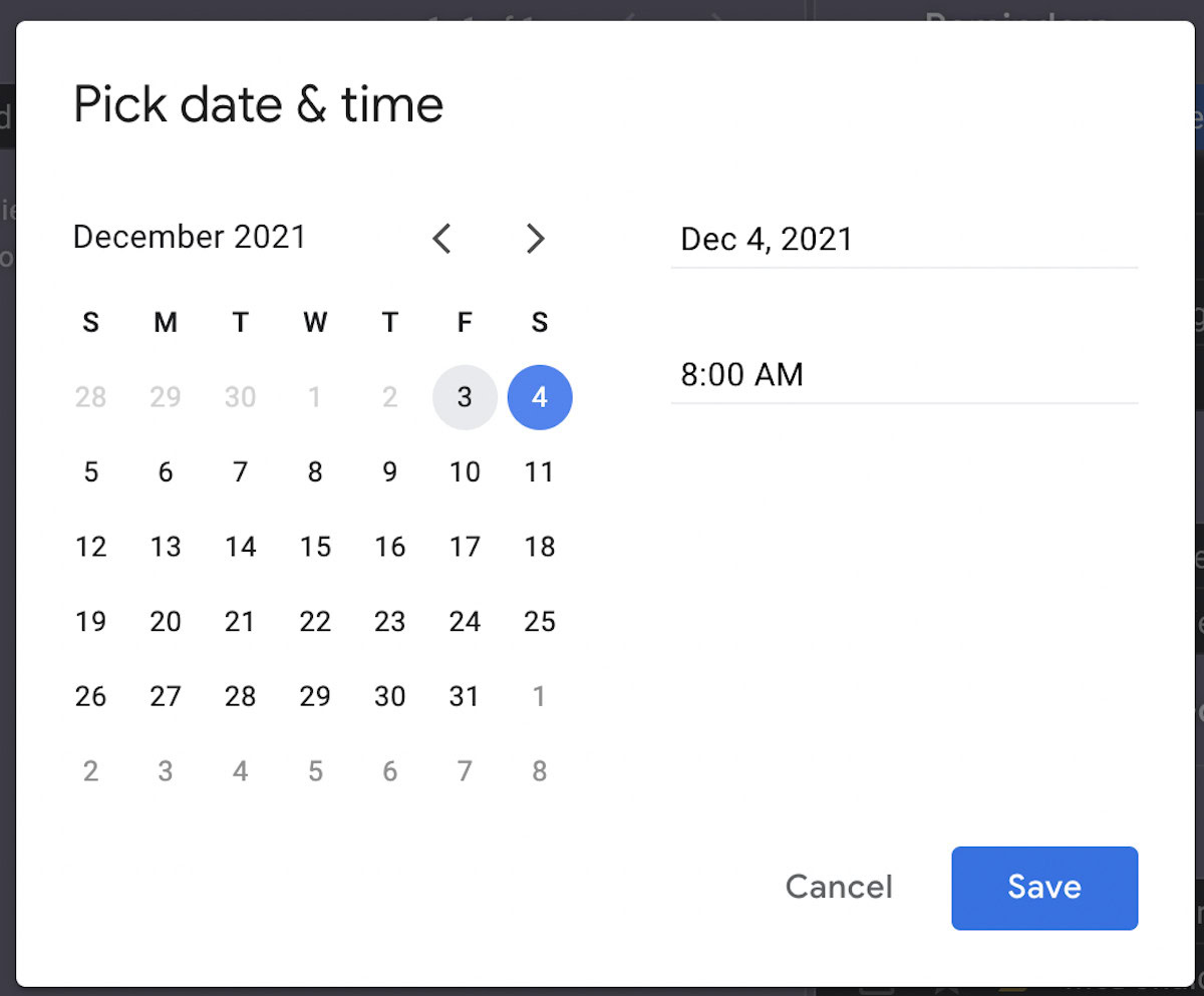 gmail snooze calendar