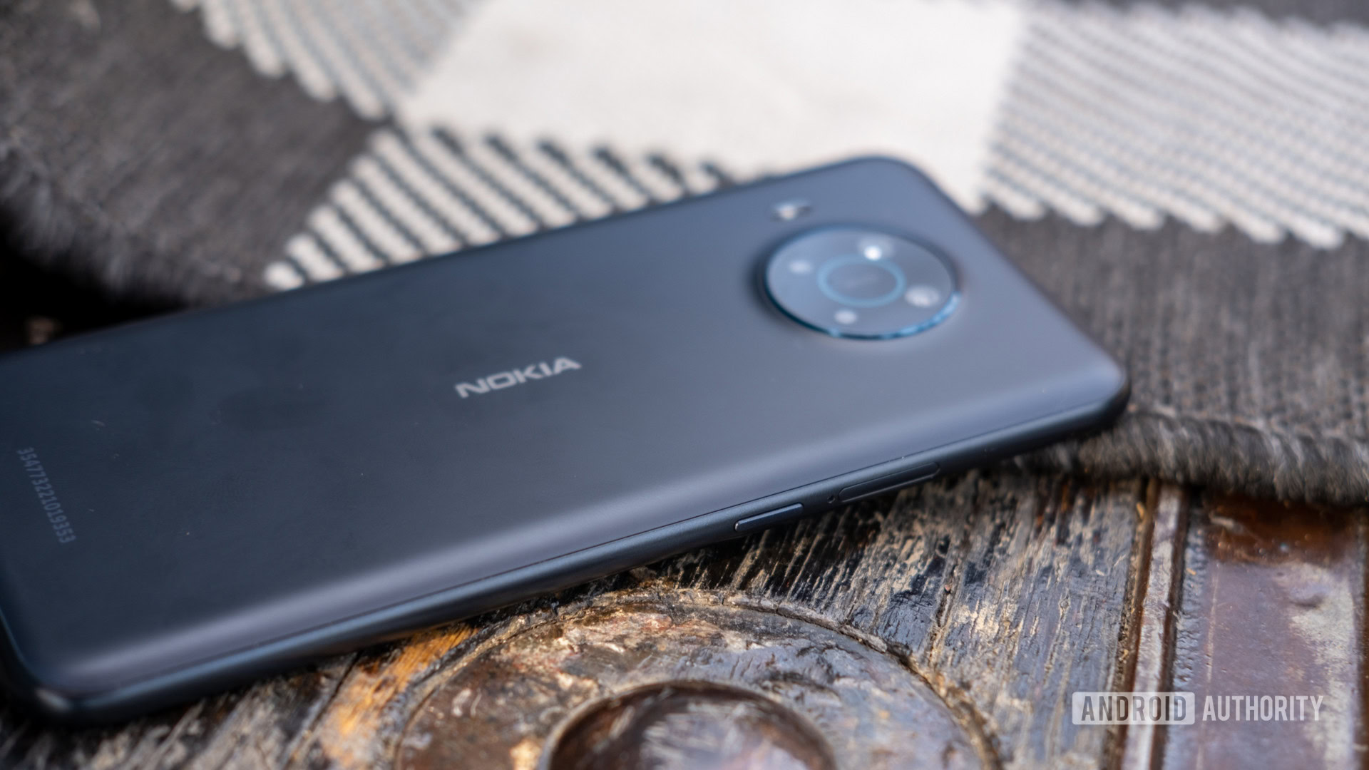 The Nokia X100 showing the volume rocker and fingerprint reader