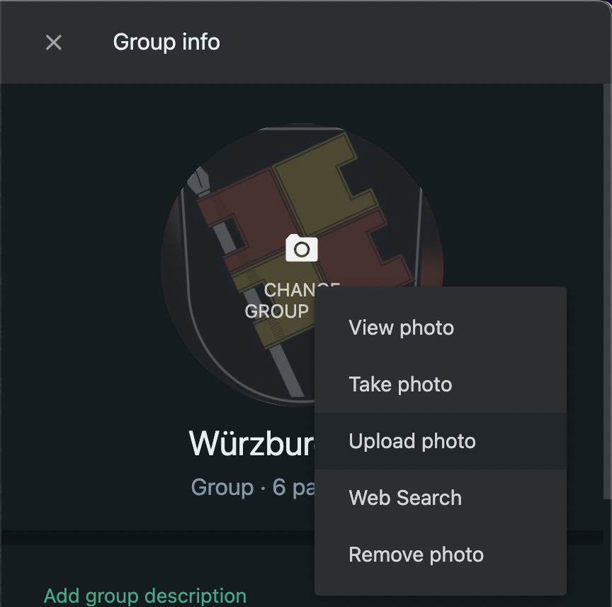 whatsapp group desktop profile picture change