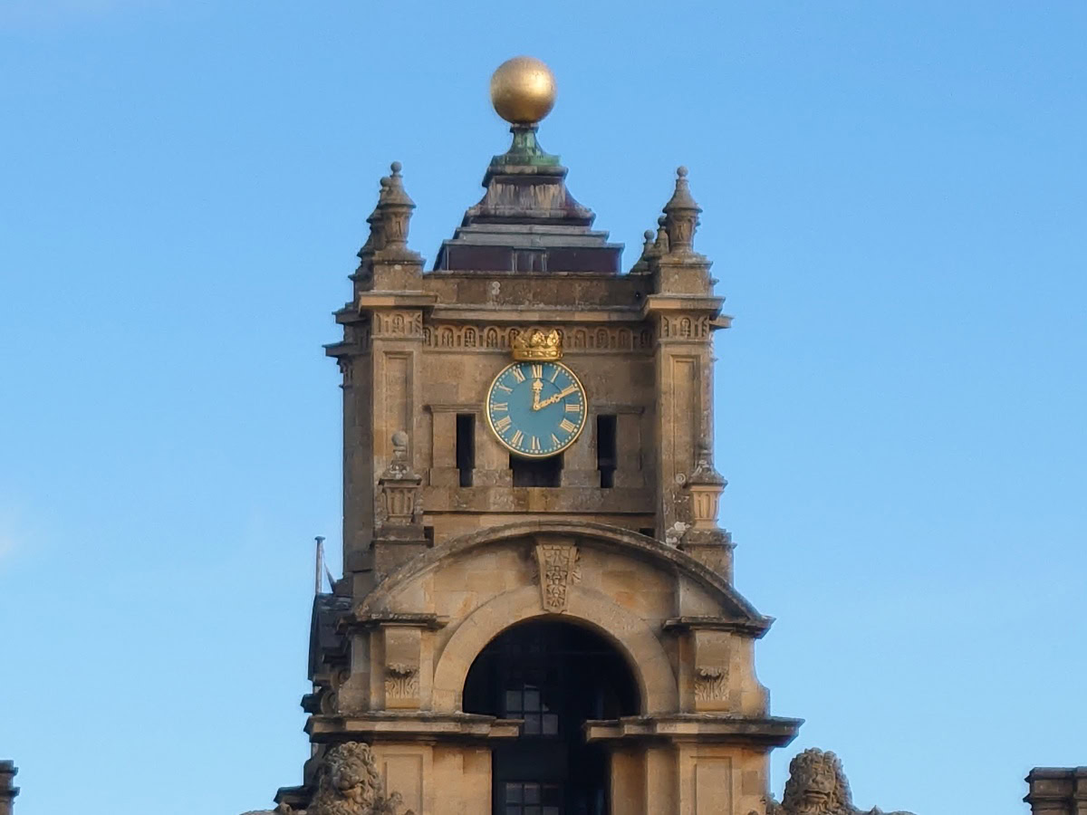 10x zoom of stone clock tower and building shot on Sony Xperia 1 III