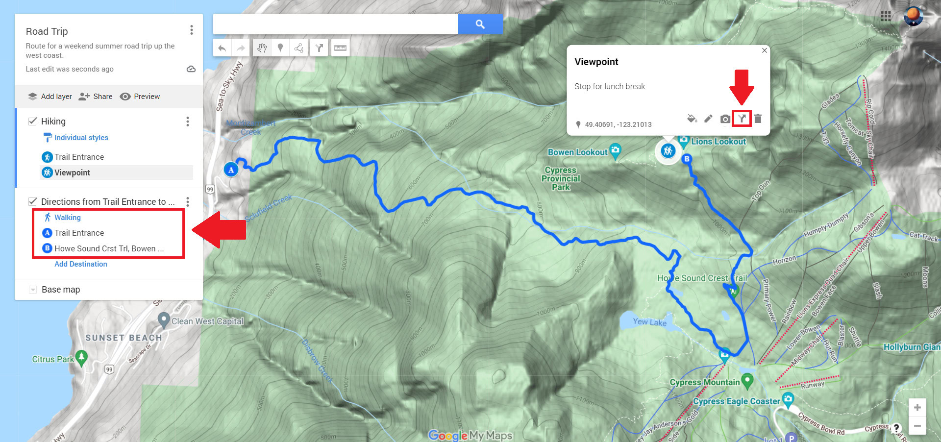 Google Maps custom map directions