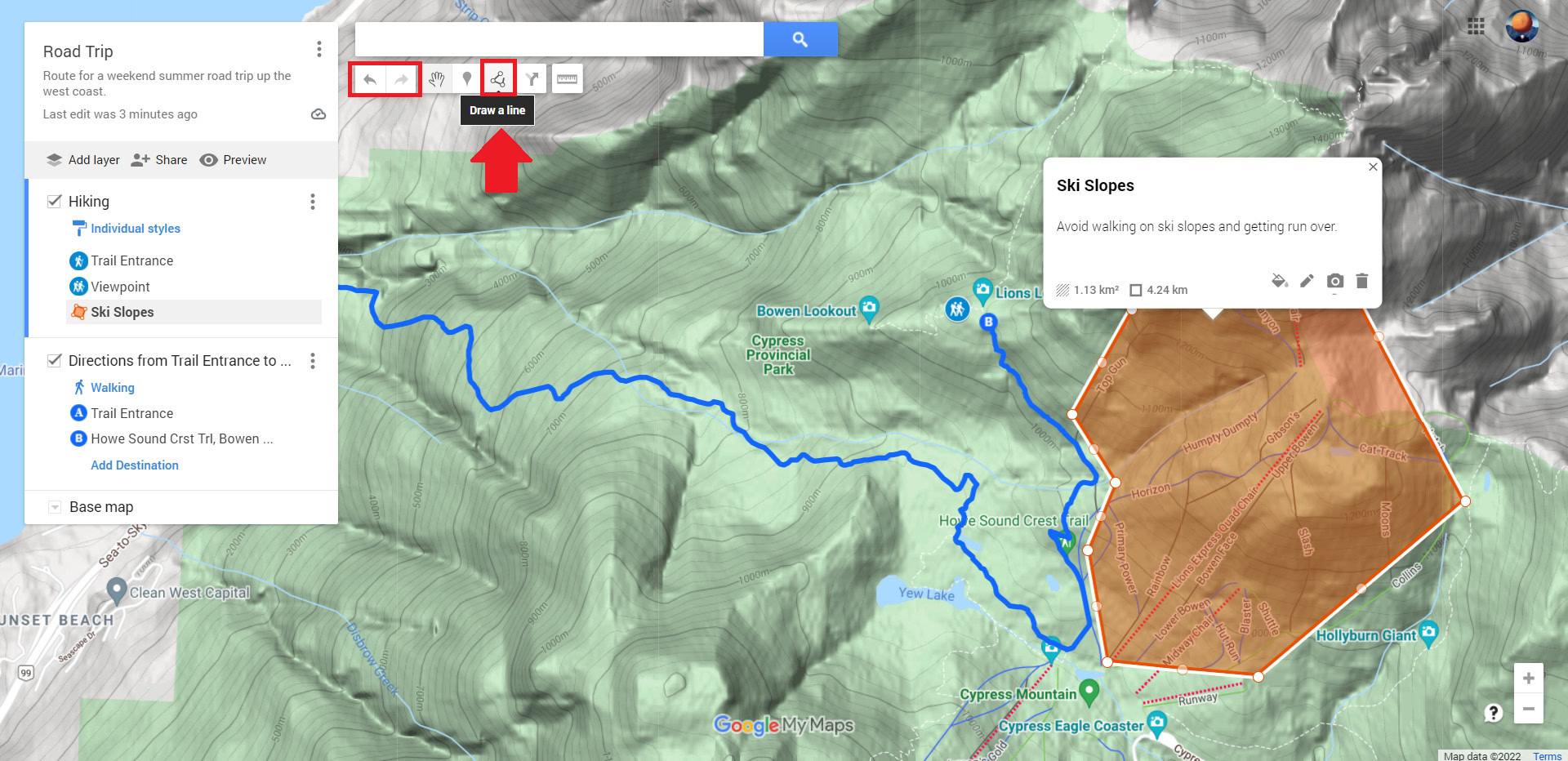 Google Maps custom map draw line