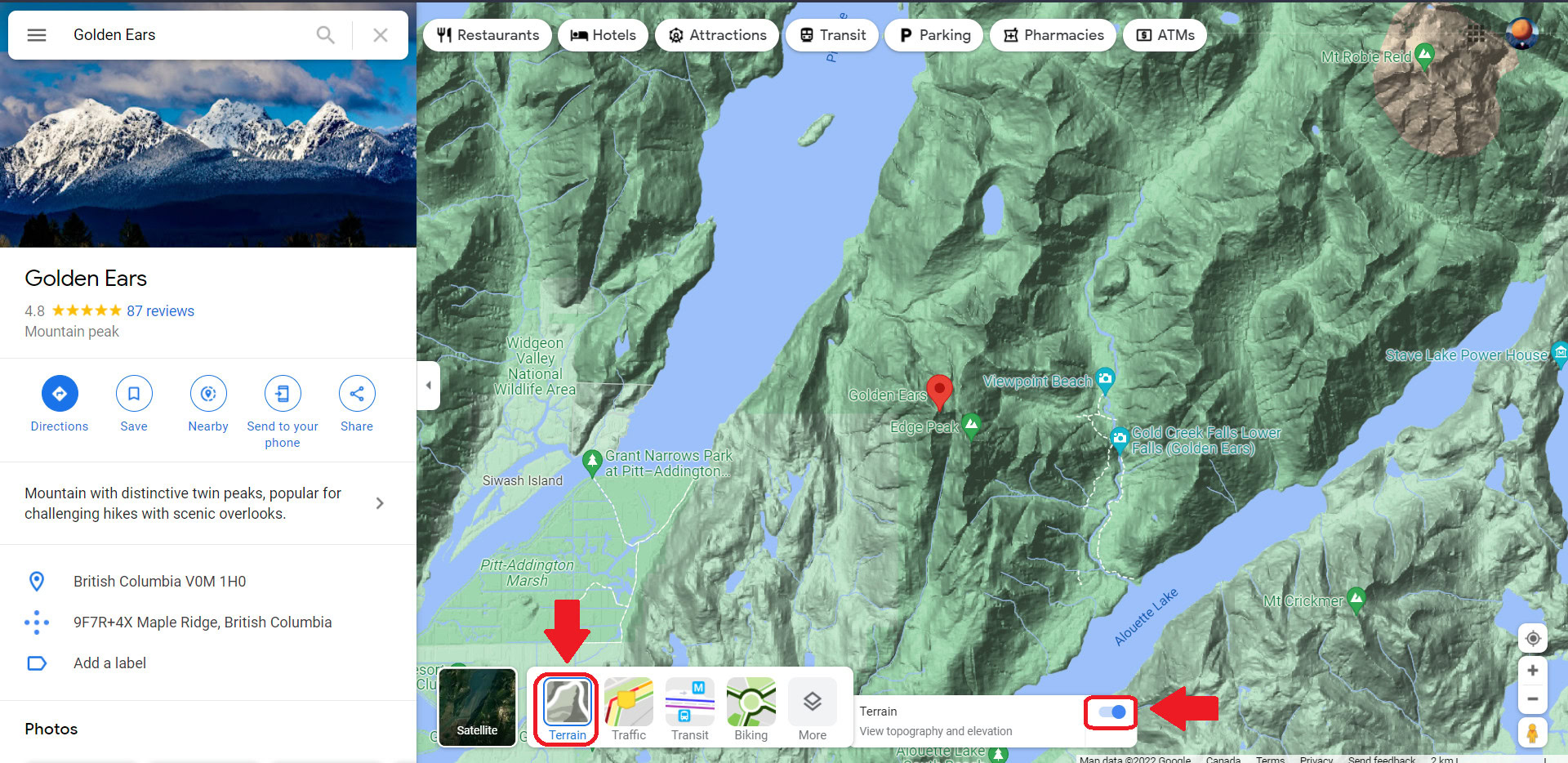 Google Maps Terrain web