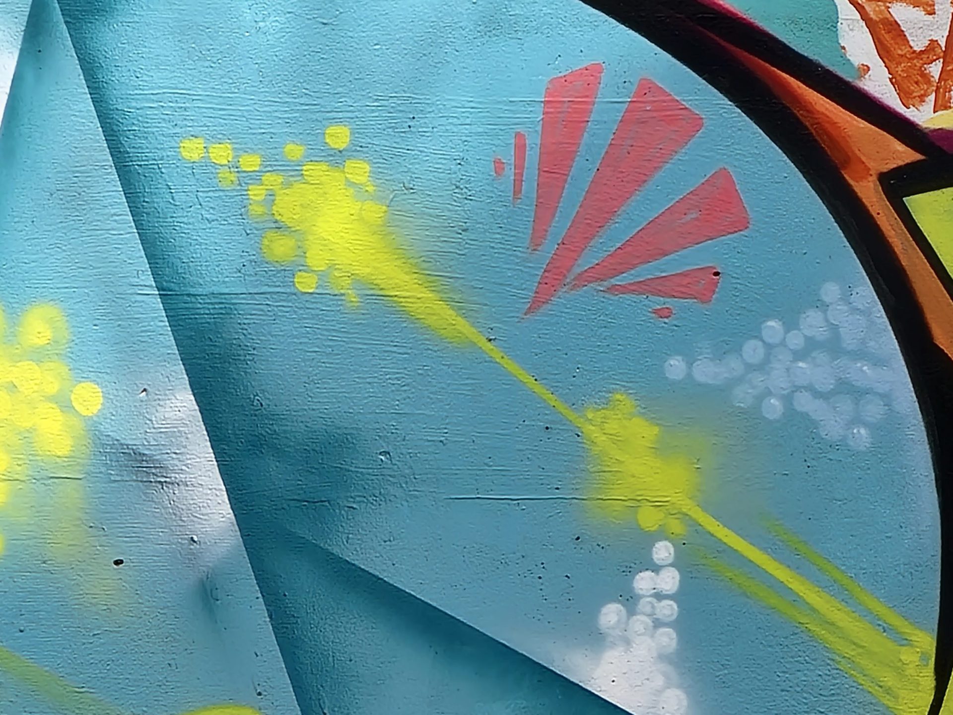 A graffiti underpass at 30x zoom.