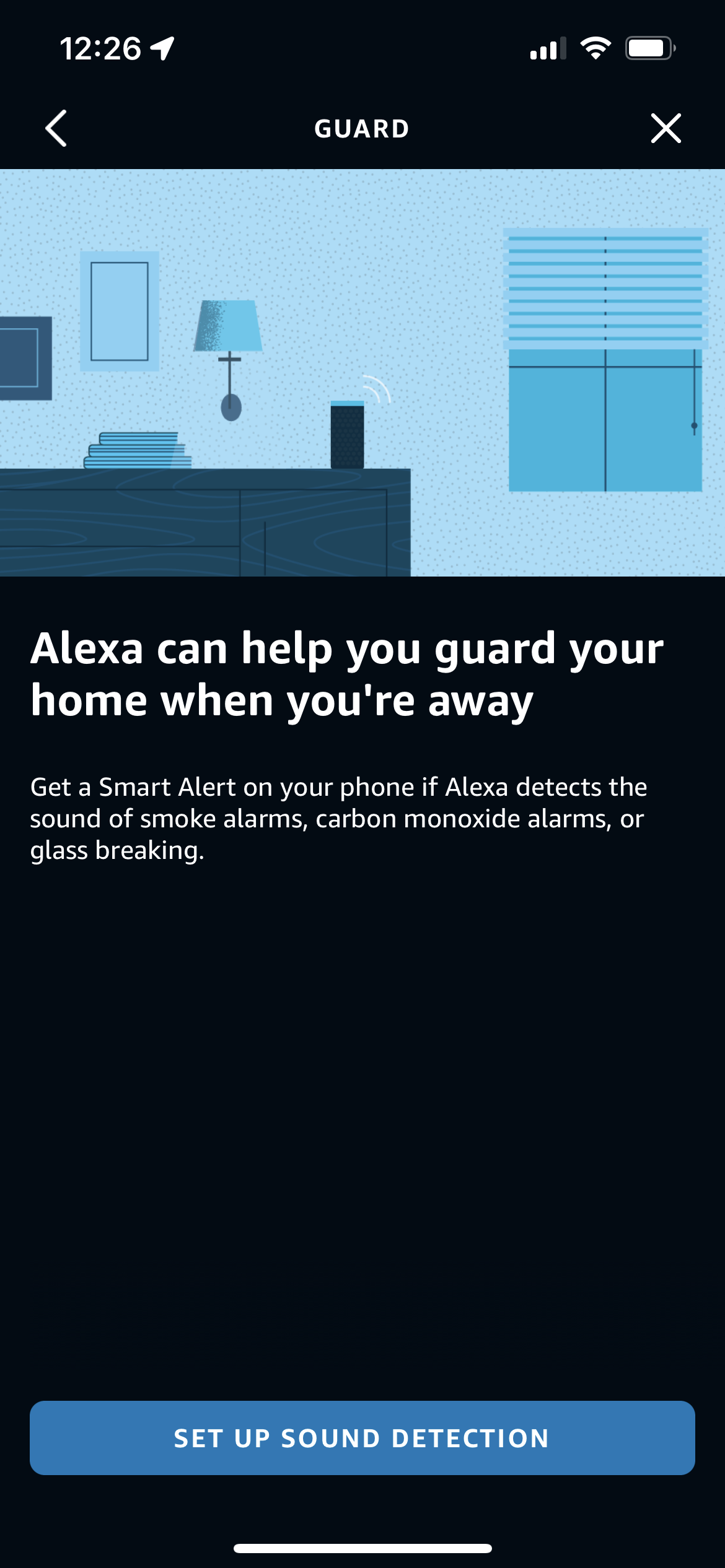 The Alexa Guard setup wizard