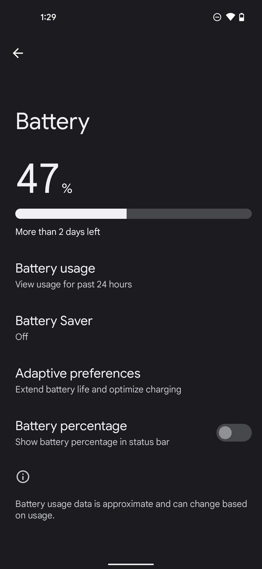 Check screen battery usage on Android 2
