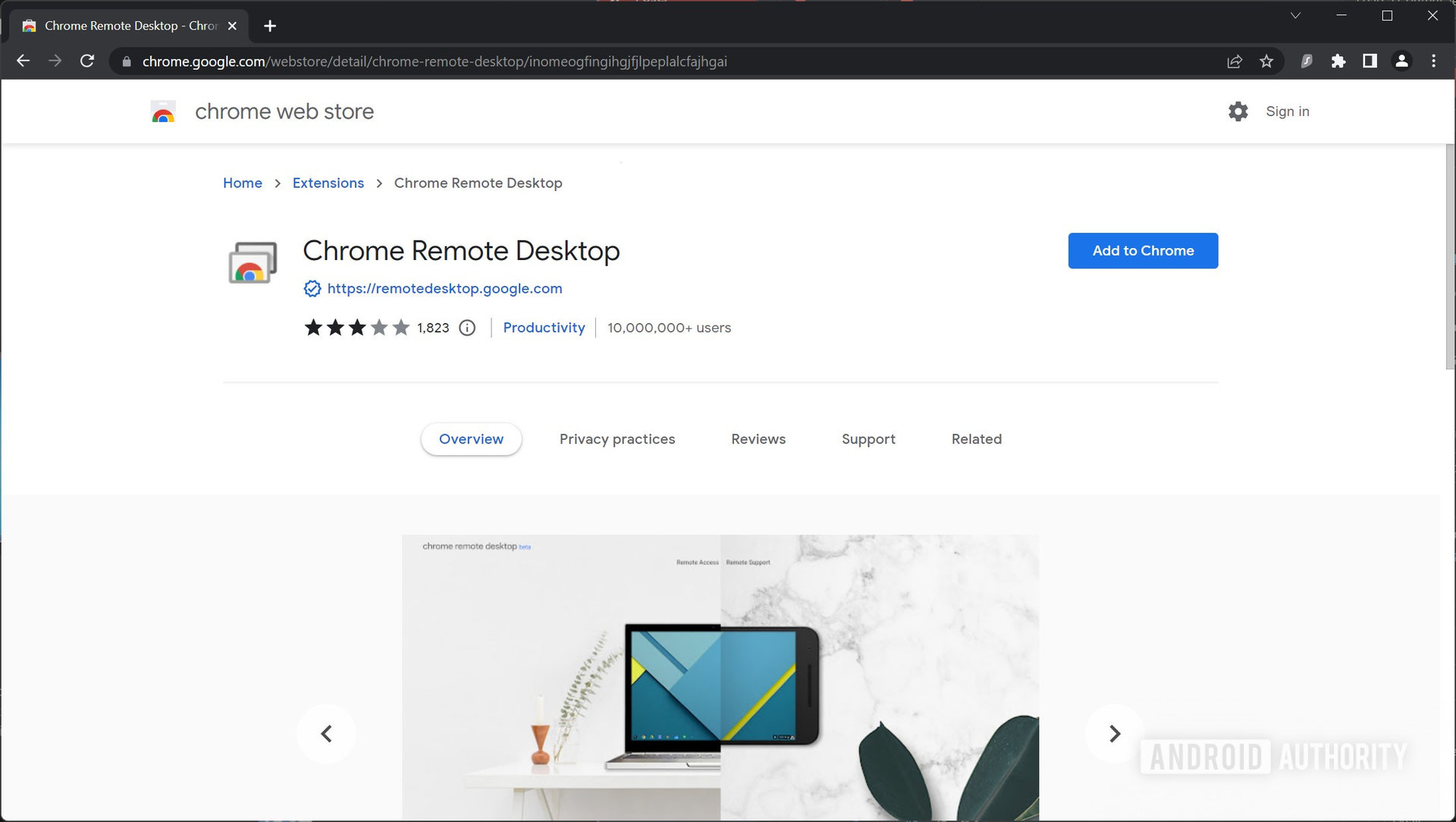 Chrome Remote Desktop web store