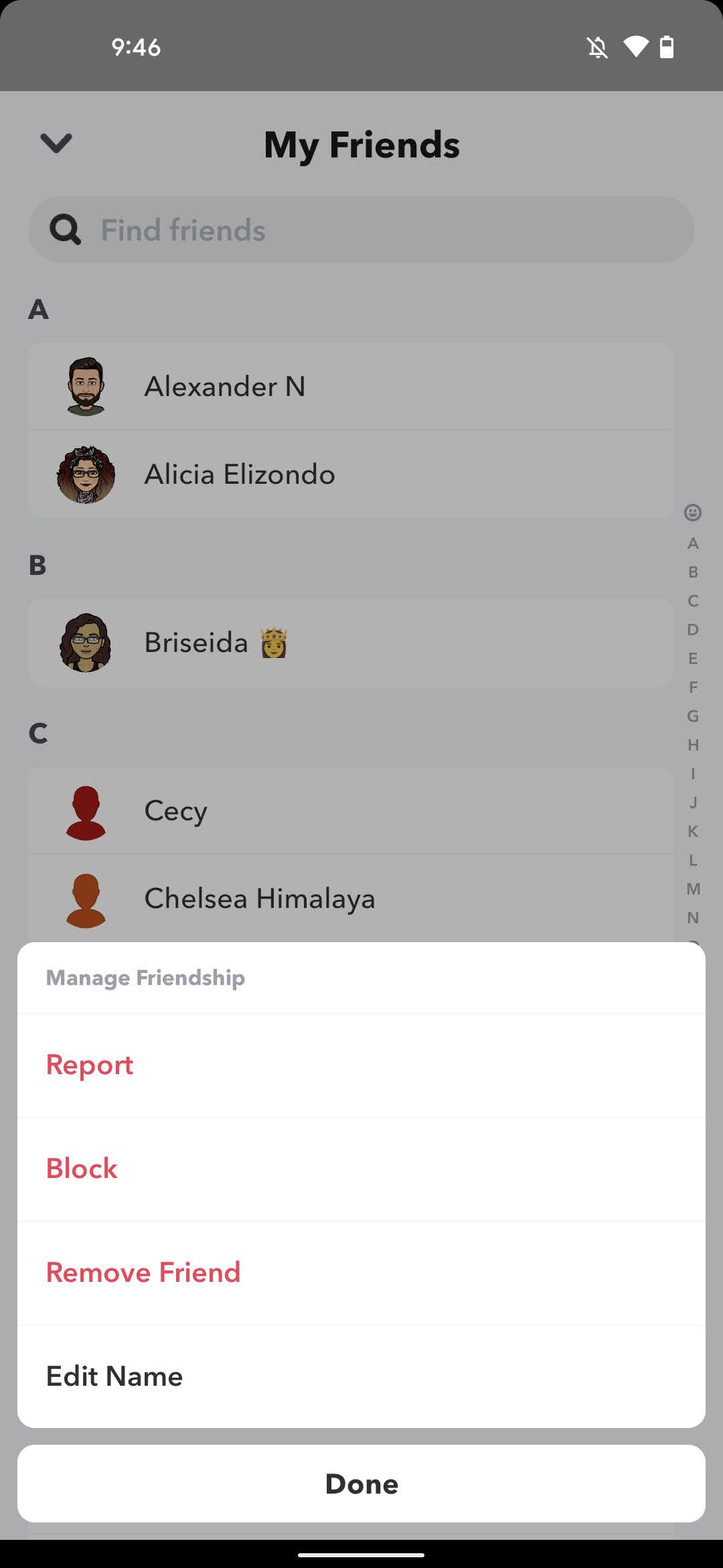 Delete friend on Snapchat 3
