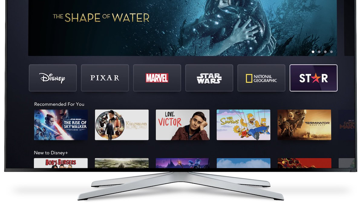 Disney Plus Star homepage on a TV