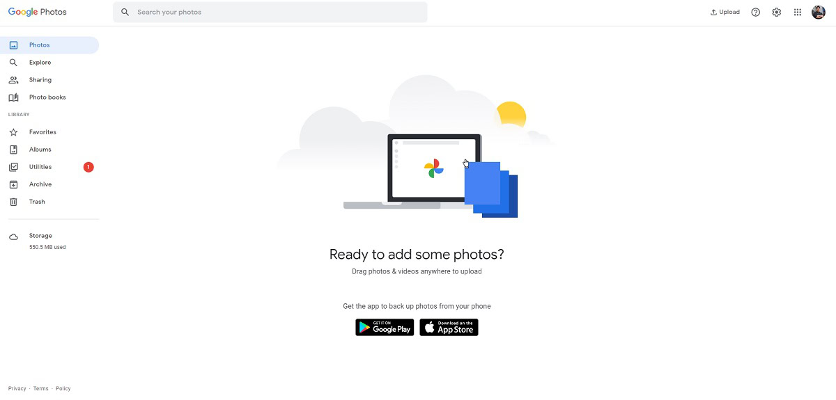 Google Photos new account screenshot