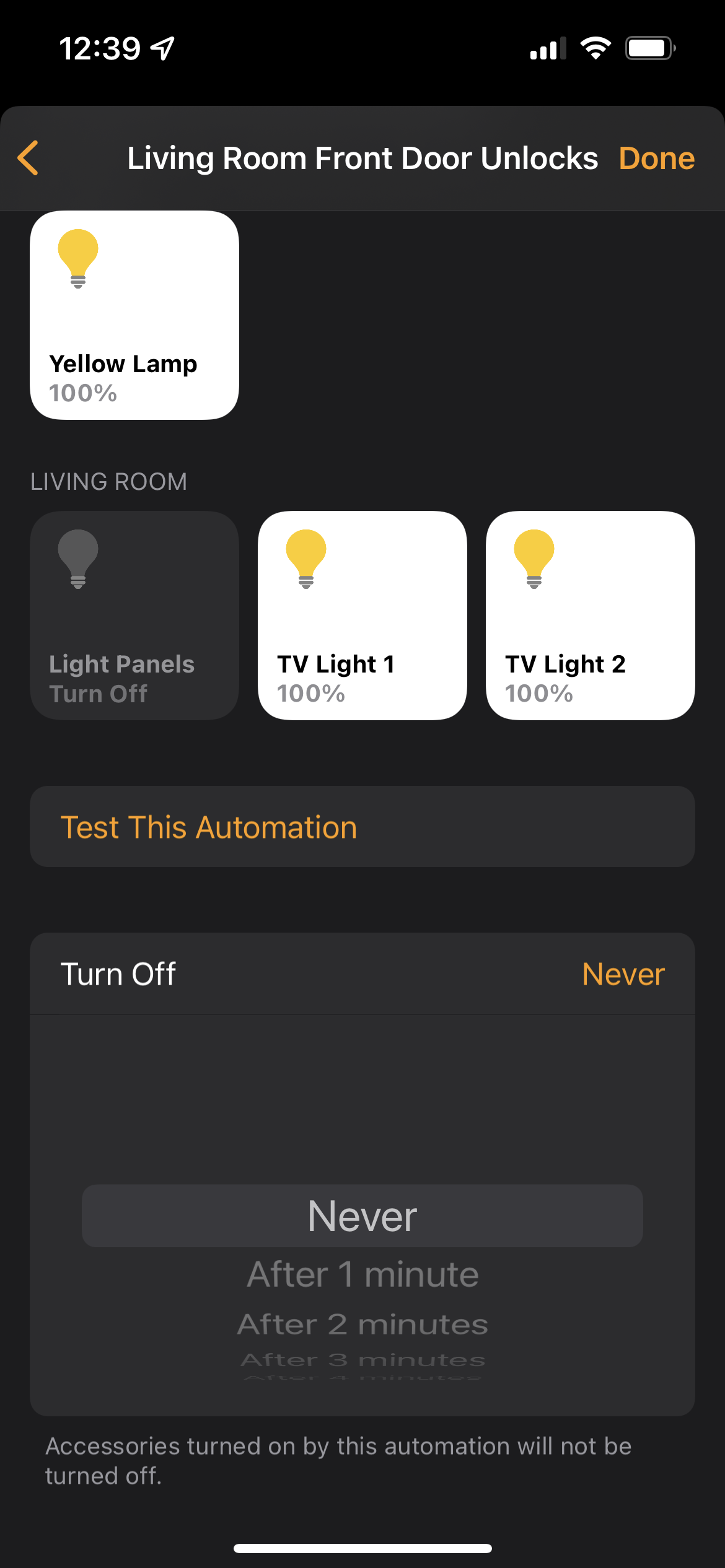 Setting up actions for a HomeKit automation