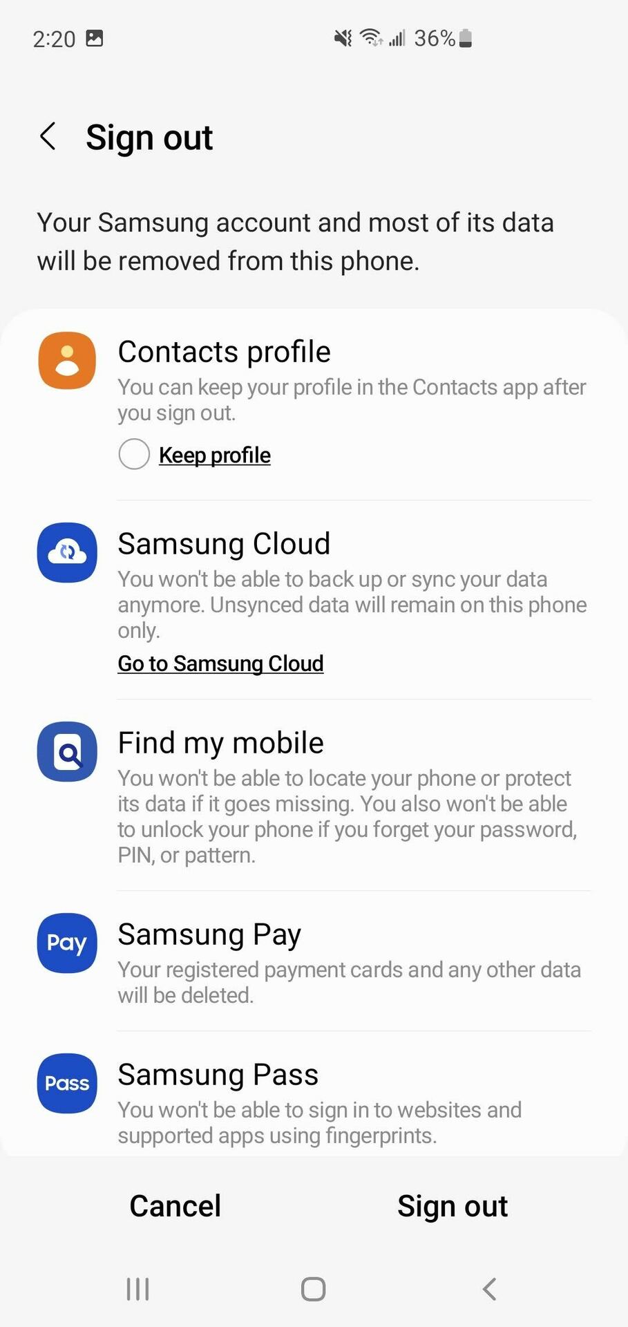 How to sign out of your Samsung account 3